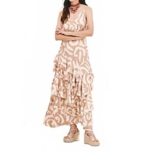 NEW MINT EXCLUSIVES lilith ruffle maxi dress in sand